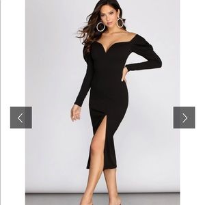 FIONA CREPE MIDI DRESS BLACK DRESS - WINDSOR